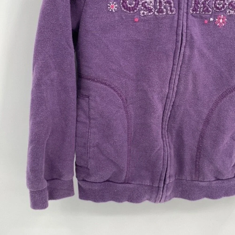 Oshkosh Girls Purple Full Zip Hoodie Sweatshirt size 4 Cozy Floral Polka Dot